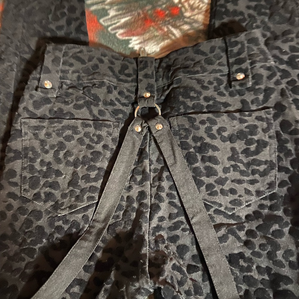 NWOT Killstar Hellcat Black Leopard Print High Waisted Pants w/Buckles & Straps - Picture 10 of 14
